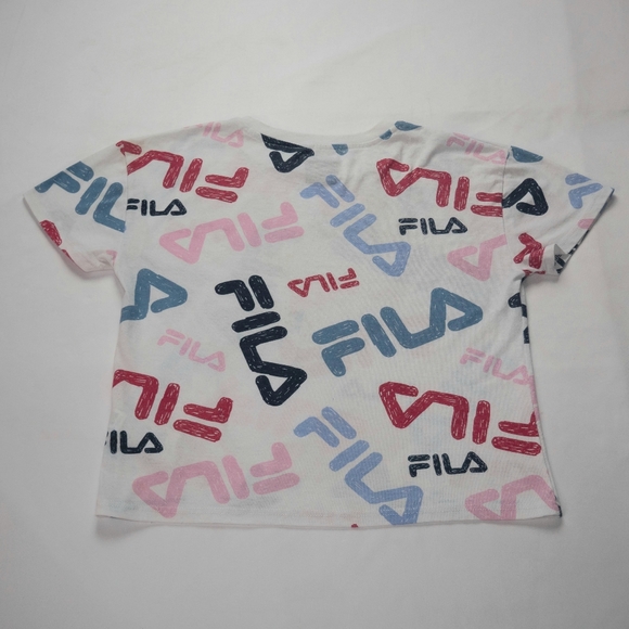 Fila Big Girl's Large 14/16 White Multicolored Logo Short Sleeve Tee - Picture 7 of 12